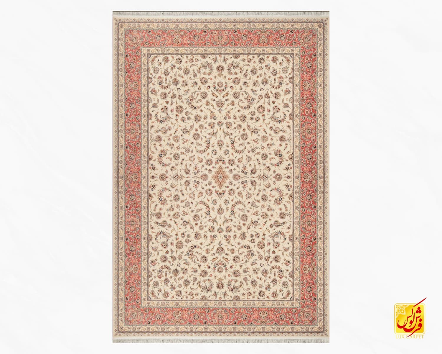 فرش کلاسیک 7502 کرم حاشیه گلبهی — تصویر ۲