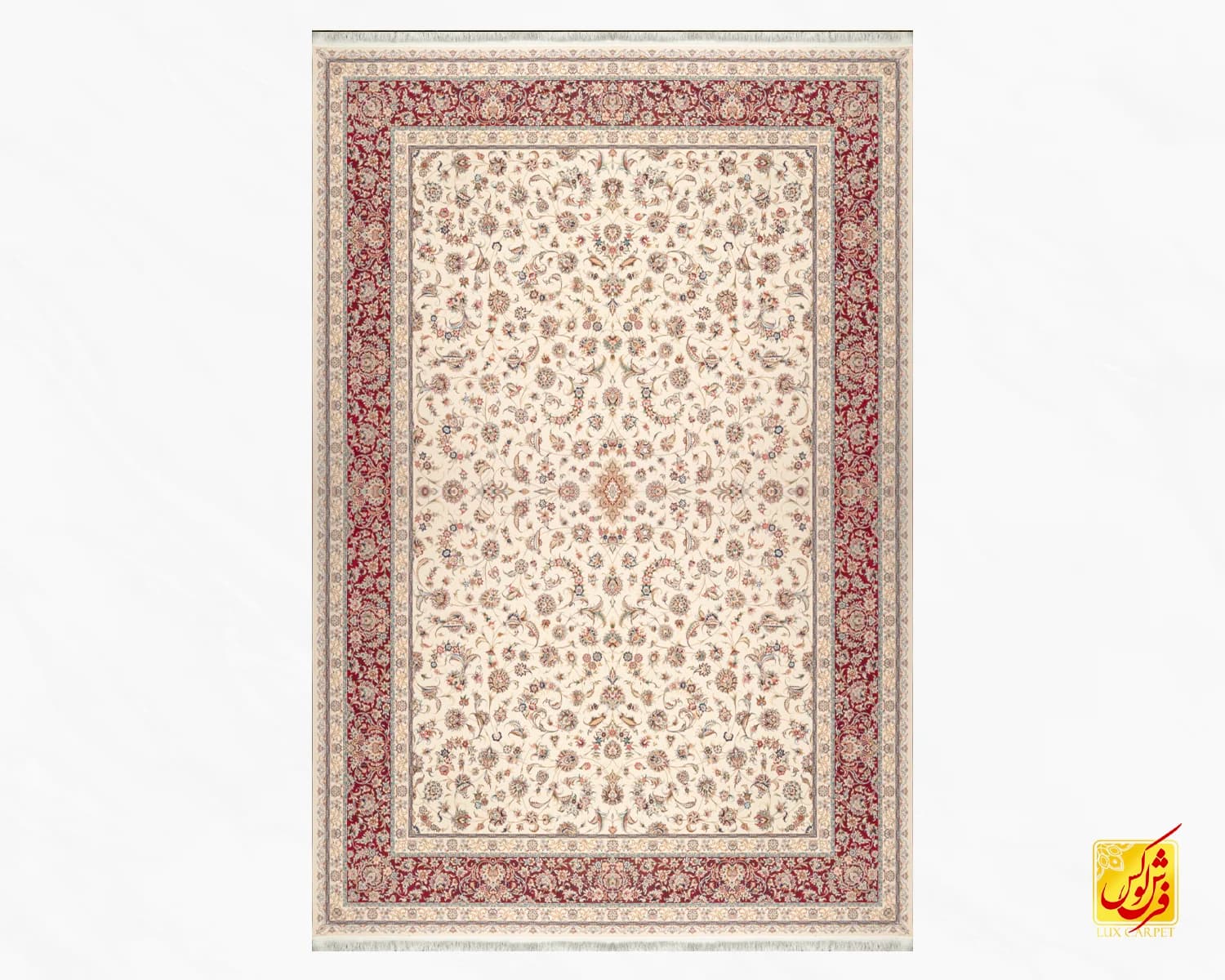فرش کلاسیک 7502 کرم حاشیه شرابی — تصویر ۲