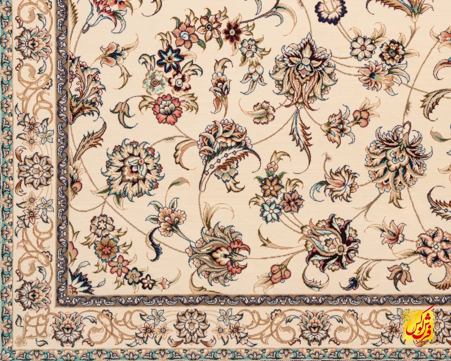 فرش کلاسیک 7502 کرم حاشیه شرابی — تصویر ۷