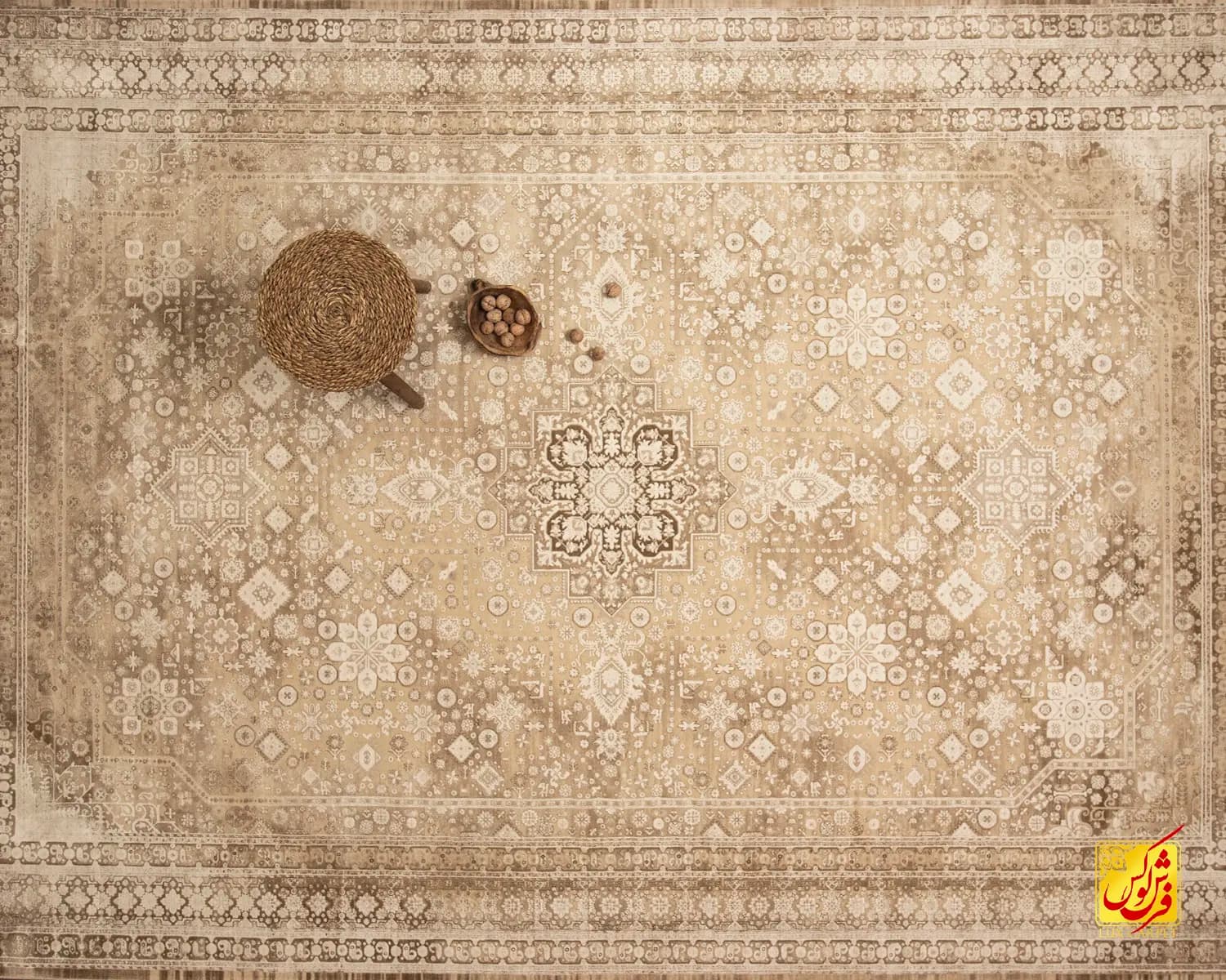 فرش وینتیج 217 کرم نسکافه ای — تصویر ۳