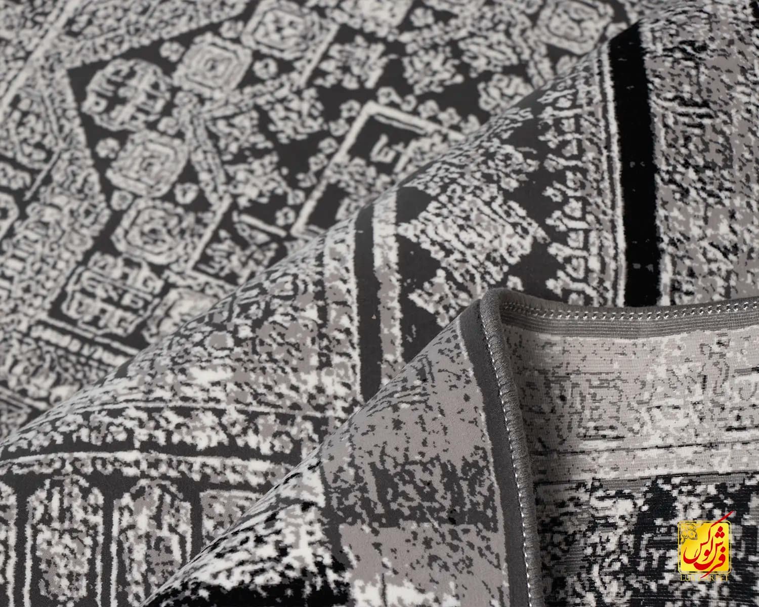 فرش وینتیج N11 طوسی مشکی — تصویر ۷