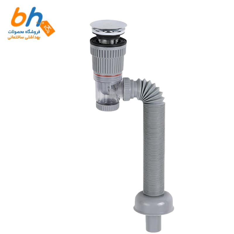 سیفون روشویی لوله خرطومی کششی با زیرآب – وارداتی — تصویر ۴