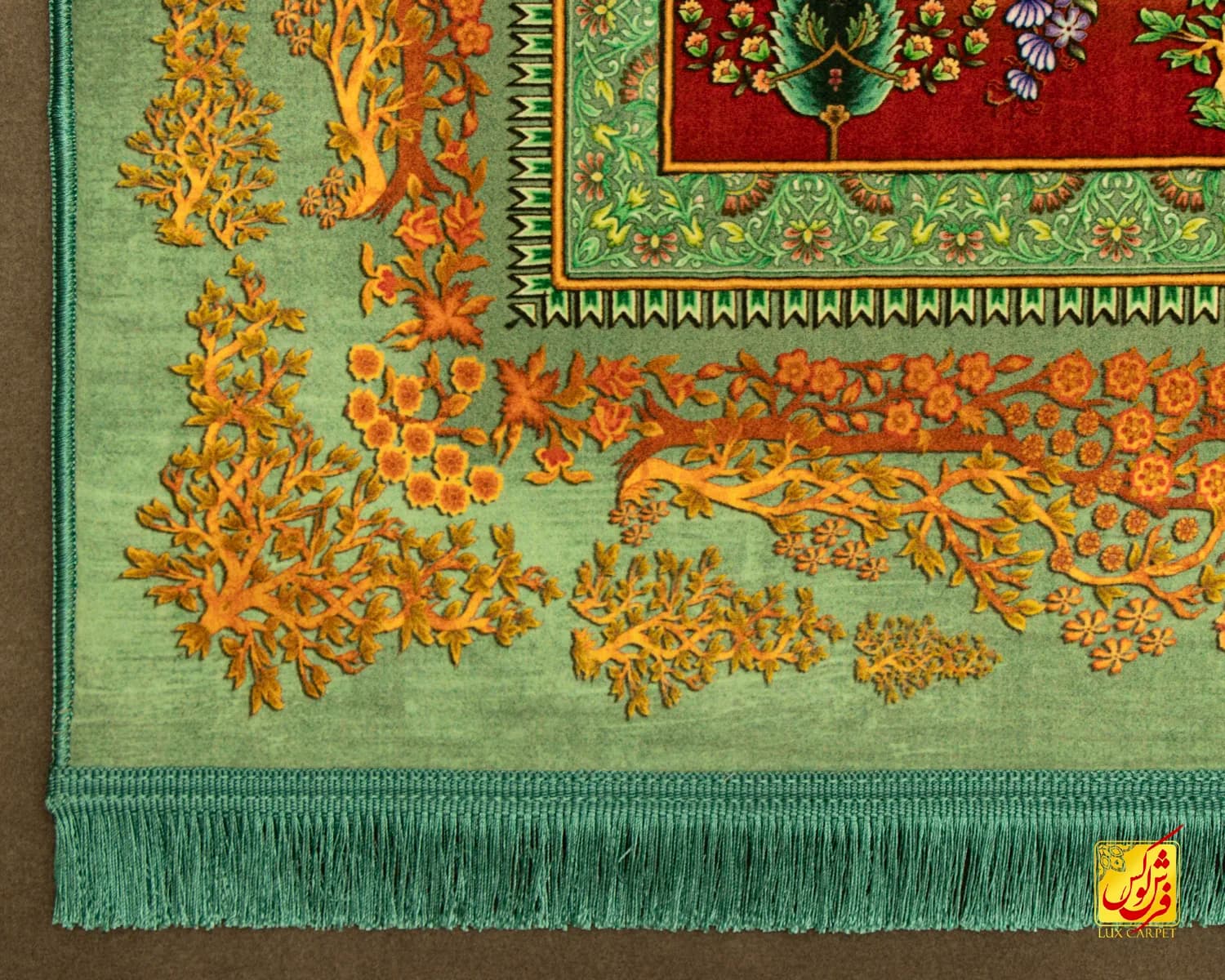 فرش ابریشم ماشینی t1132 سبز — تصویر ۶