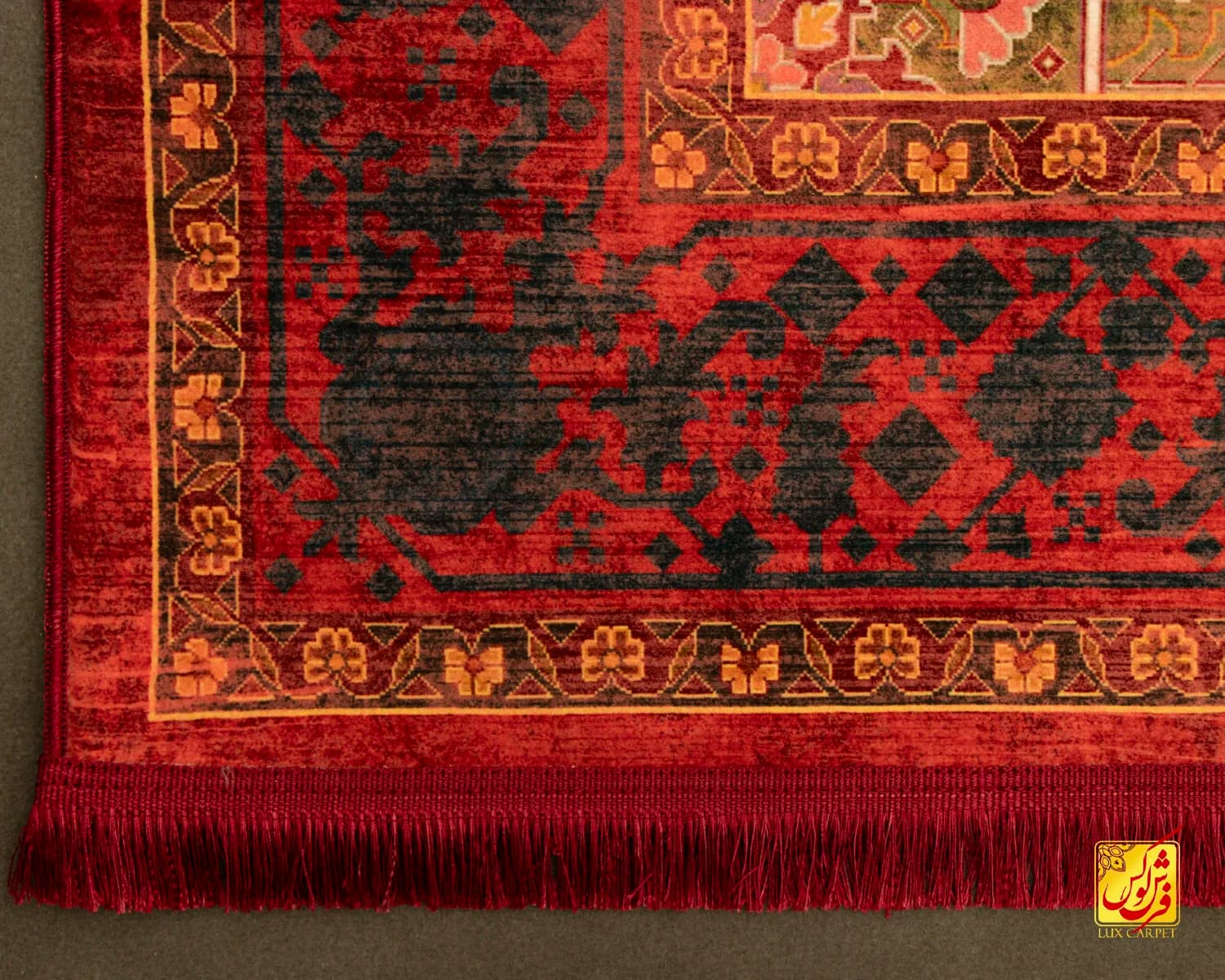 فرش ابریشم ماشینی T1096 قرمز — تصویر ۶