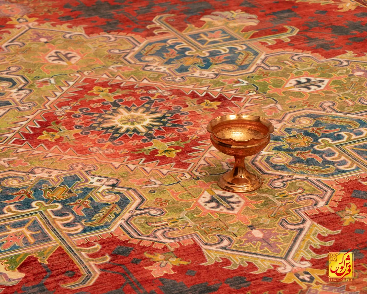 فرش ابریشم ماشینی T1096 قرمز — تصویر ۸