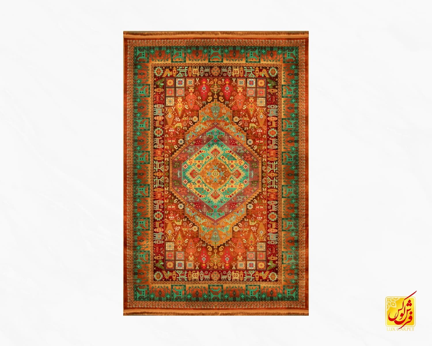فرش ابریشم ماشینی T1110 نارنجی — تصویر ۲