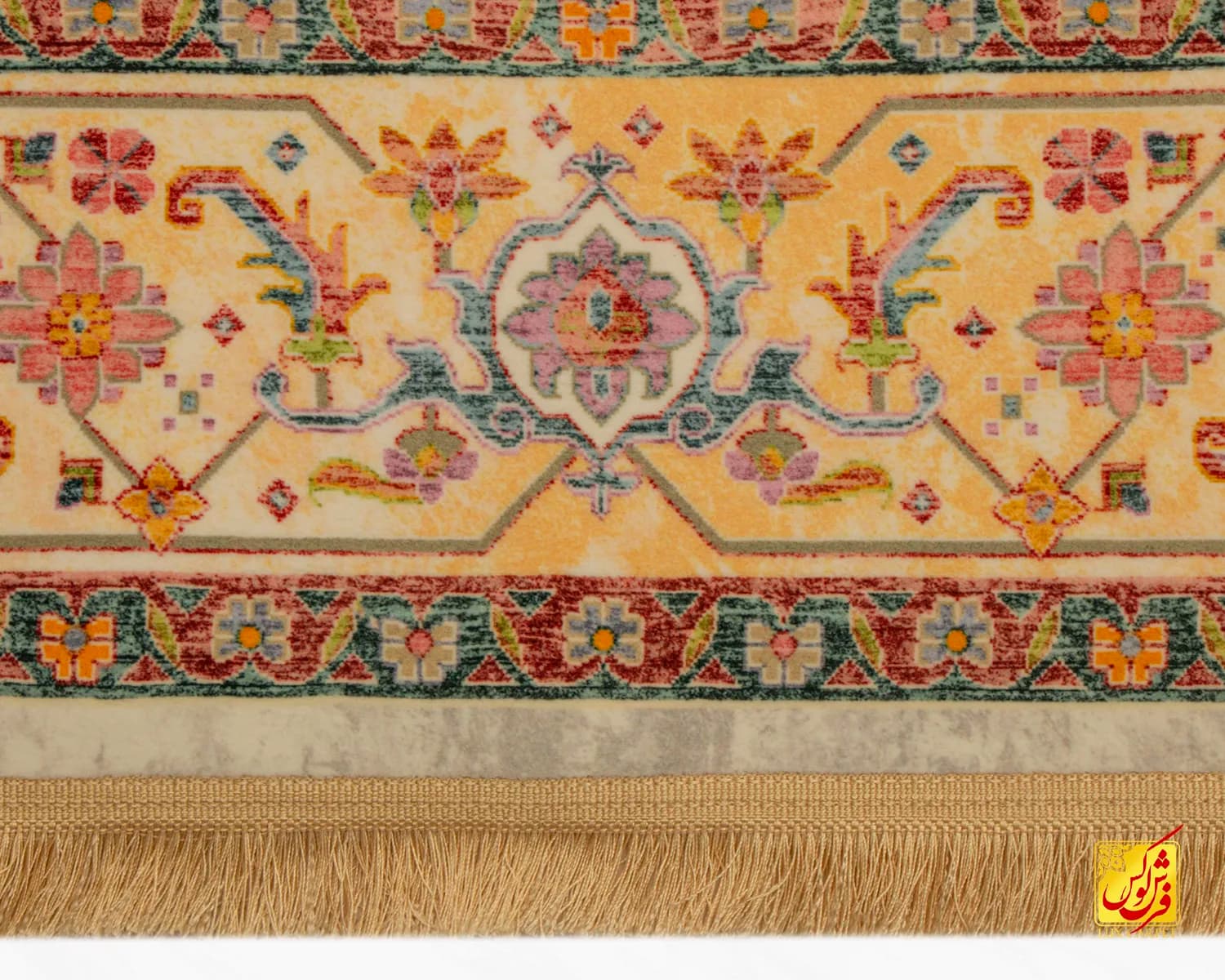 فرش ابریشم ماشینی T1095 کرم — تصویر ۸