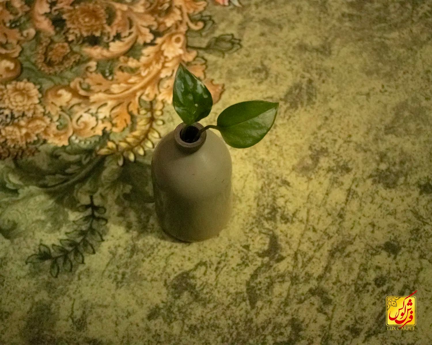 فرش ابریشم ماشینی T1085 سبز — تصویر ۳
