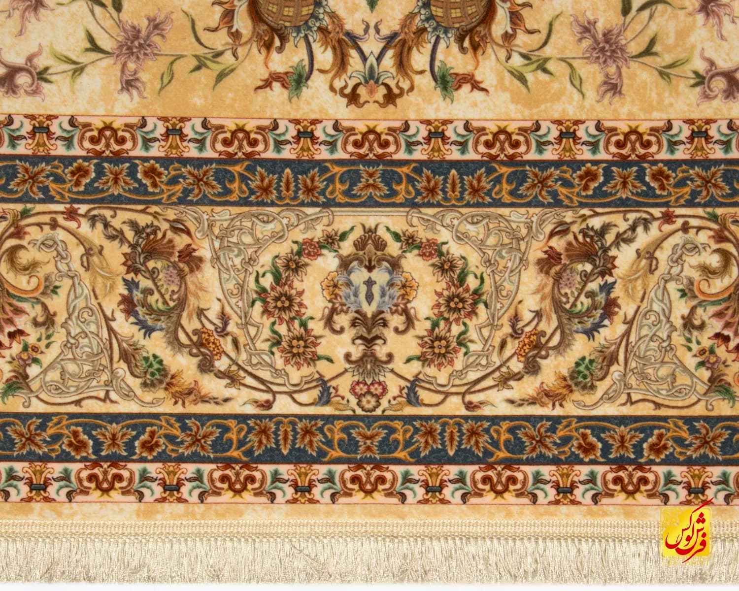 فرش ابریشم ماشینی A1135 کرم — تصویر ۷