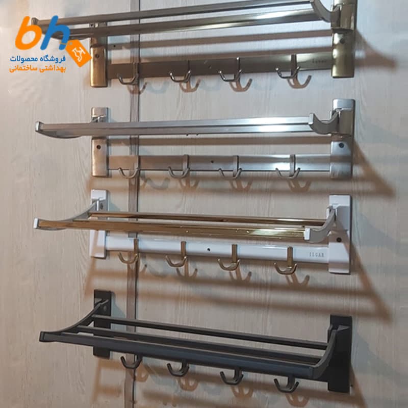 رخت آویز دیواری تاشو کروم – تمام استیل ایلگار — تصویر ۳