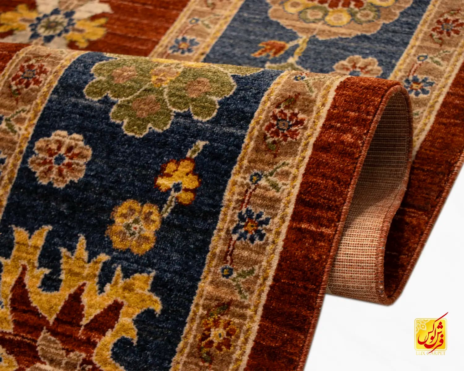 فرش وینتیج 4042 لاکی حاشیه سرمهای — تصویر ۷