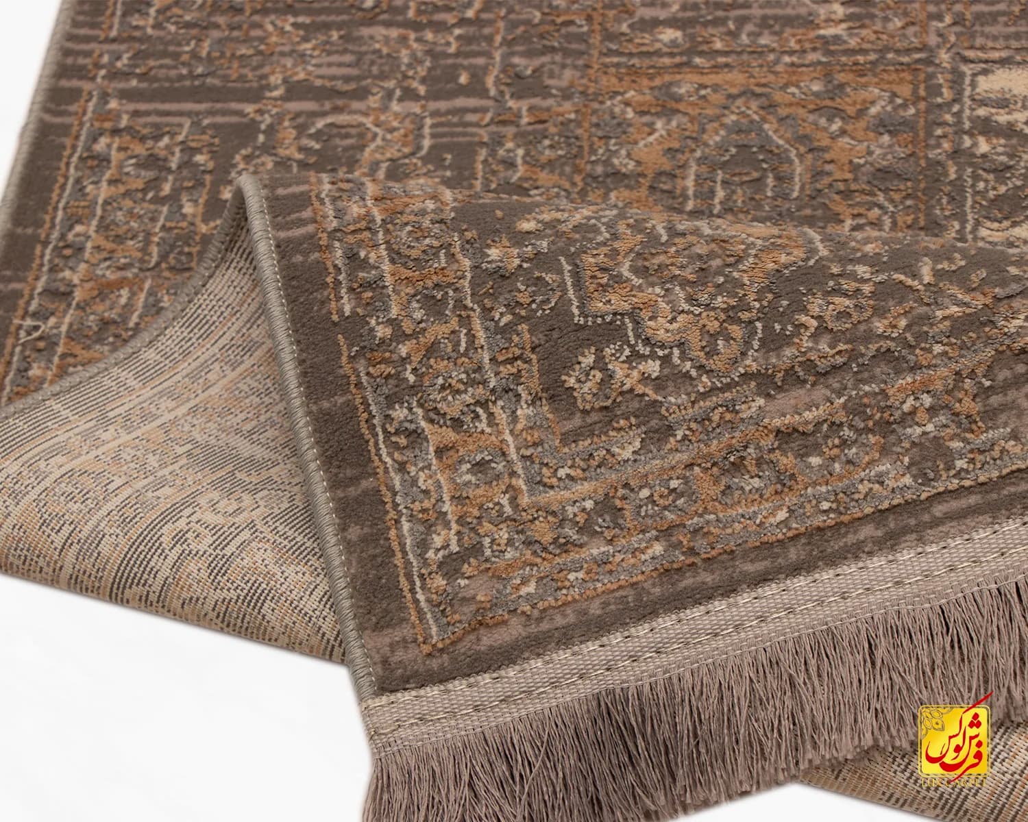 فرش وینتیج 9320 طوسی نسکافه‌ای — تصویر ۸