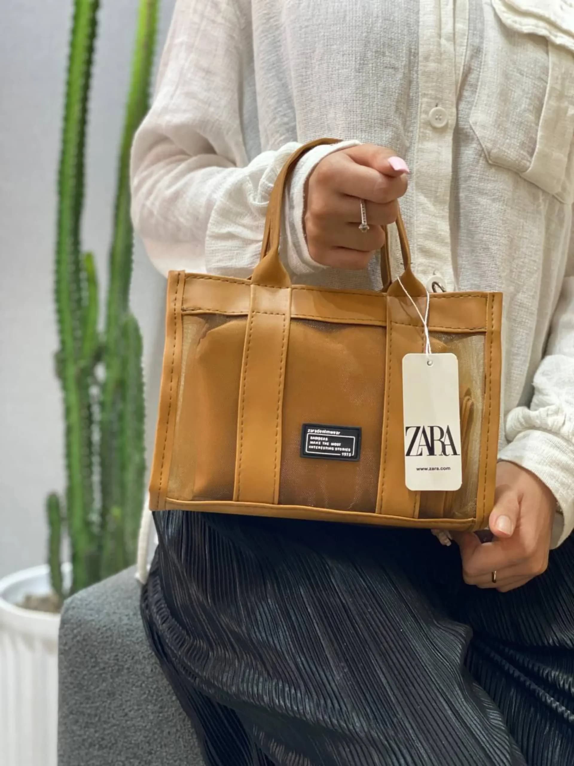 کیف دوتیکه تور و چرمZARA — تصویر ۵