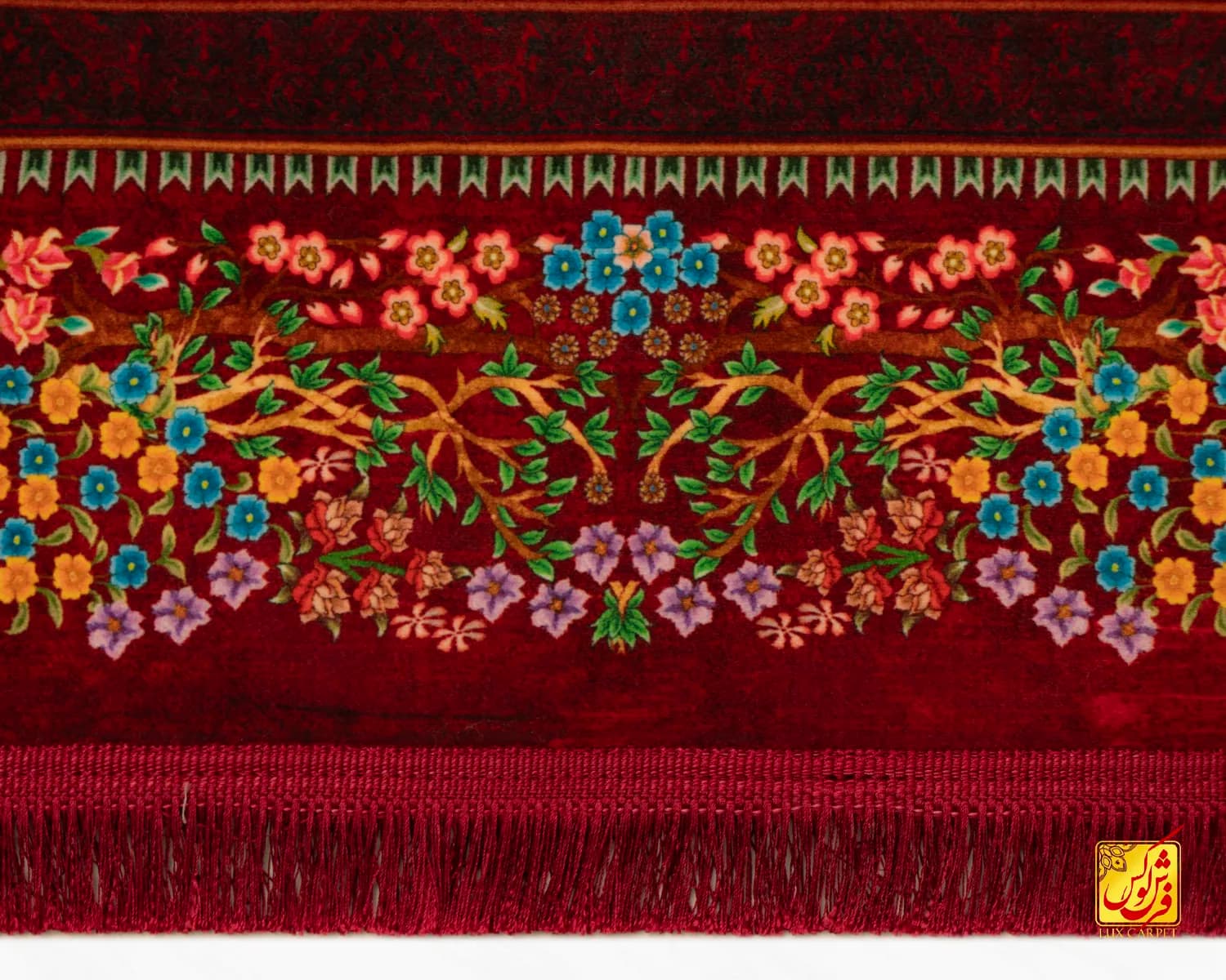 فرش ابریشم ماشینی T1116 لاکی — تصویر ۵