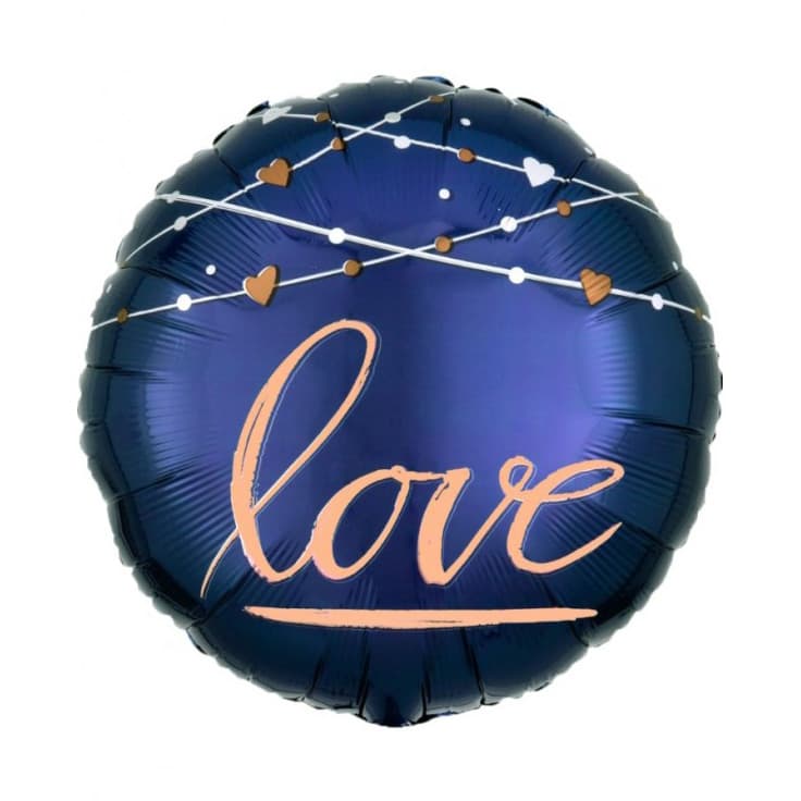 بادکنک فویلی گرد Love سرمه ای