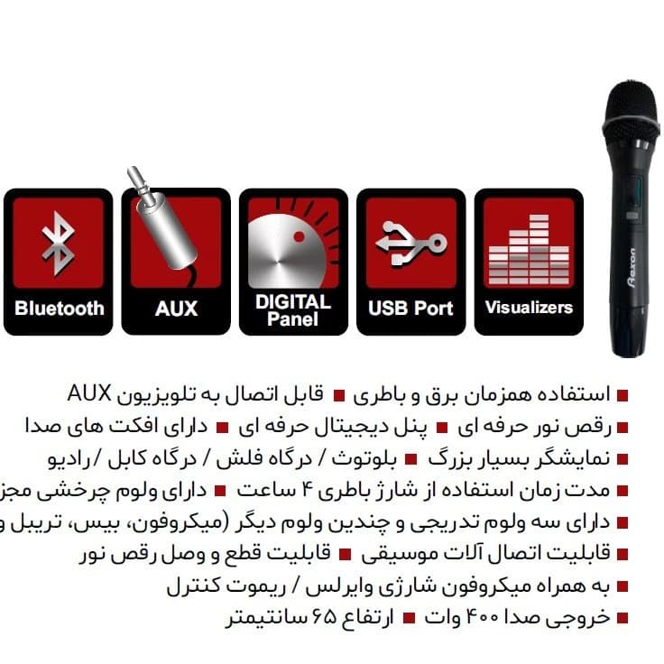 اسپیکر بلوتوثی رکسون مدل REXON HT-D30-34 — تصویر ۲
