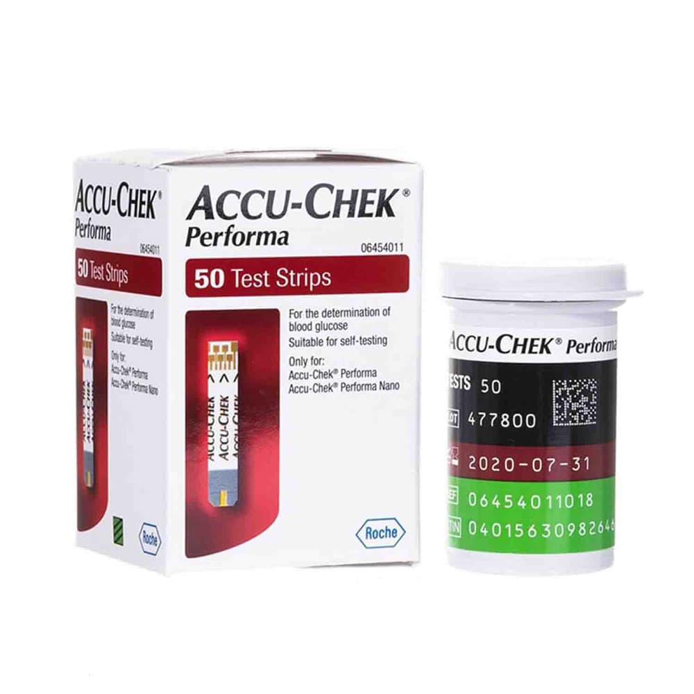 نوار تست قند خون ACCU-CHEK performa بسته 50 عددی