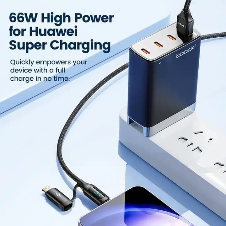کابل مبدل فست شارژ USB به USB-C و لایتنینگ توکی Toocki مدل TQ-X03 — تصویر ۳