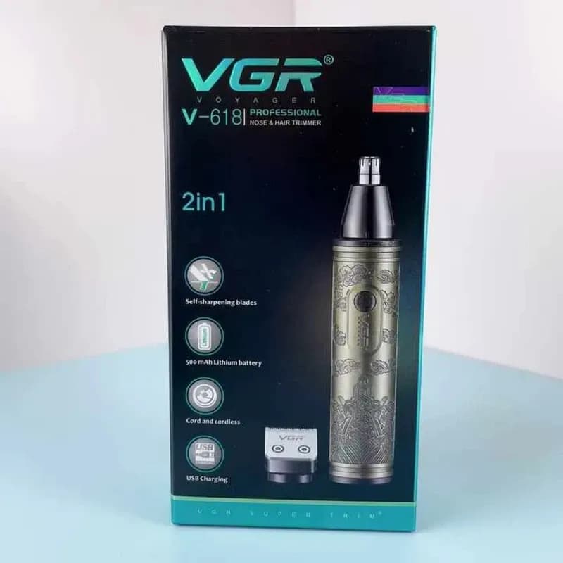 ماشین اصلاح دوکاره VGR V-618 | موزن بینی و گوش + تریمر صورت