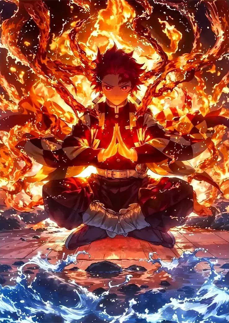 متال پوستر انیمه Demon Slayer طرح شخصیت Tanjiro کد N610