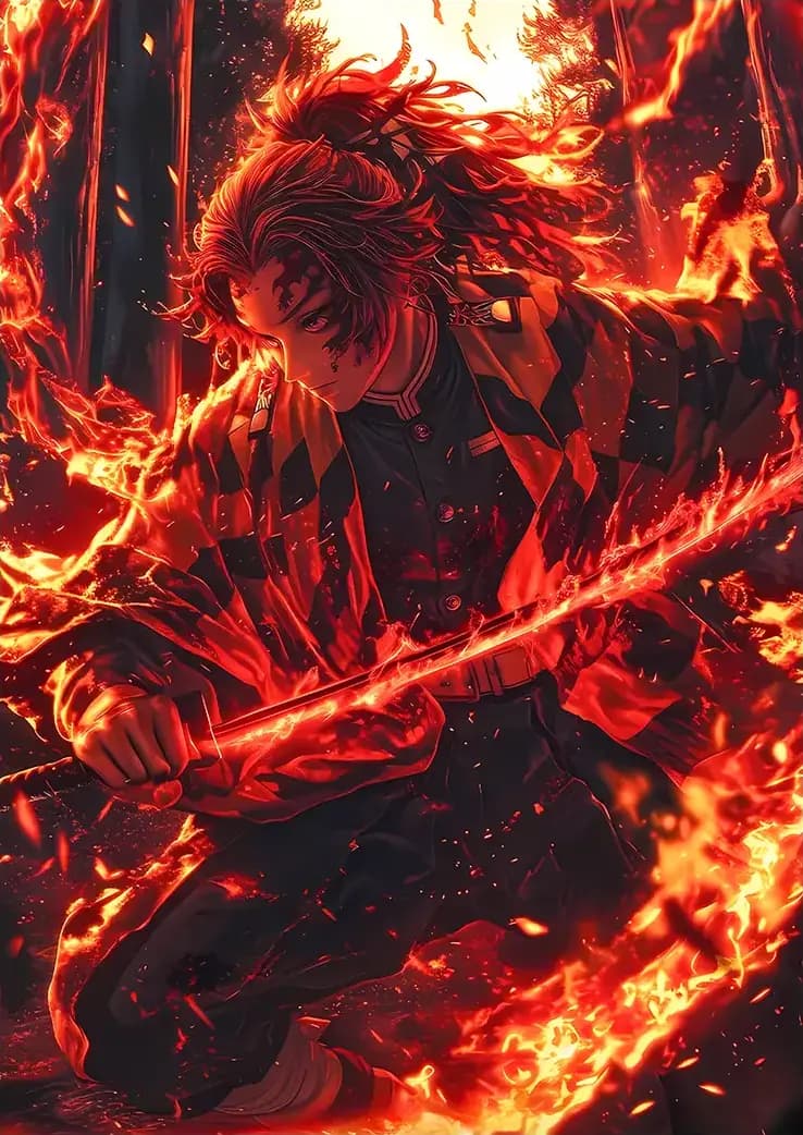 متال پوستر انیمه Demon Slayer طرح شخصیت Tanjiro کد N212