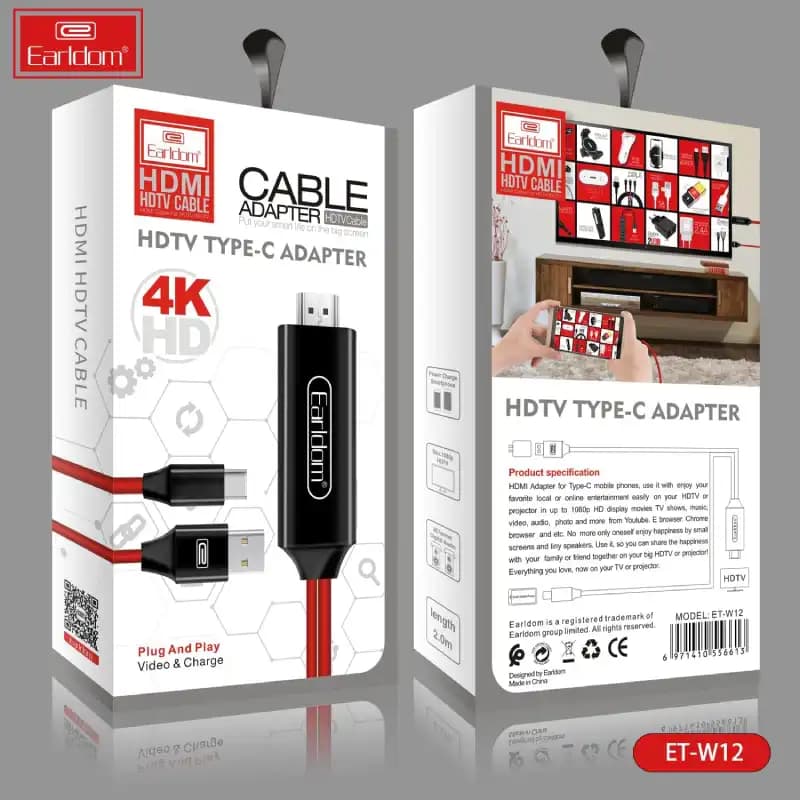کابل انتقال تصویر گوشی به تلویزیون EARLDOM ET-W12 — تصویر ۲