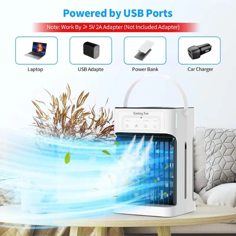 کولر پرتابل آبی رومیزی TIOKVIOP MX003 — تصویر ۵