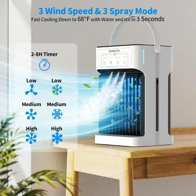 کولر پرتابل آبی رومیزی TIOKVIOP MX003 — تصویر ۳
