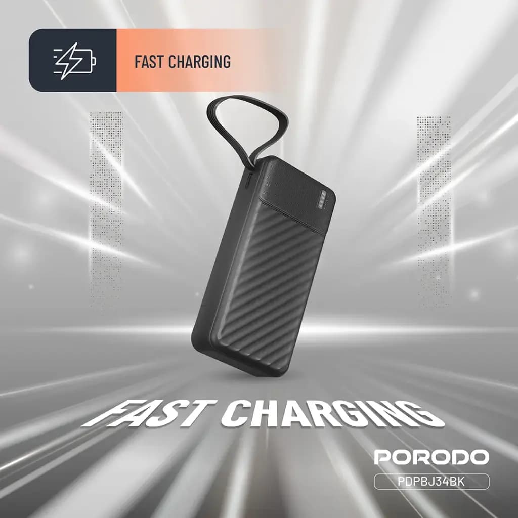پاوربانک 30000 هزار 10 وات پیانو پرودو مدل Porodo Piano 30000mAh 10w PDPBJ35BK — تصویر ۵