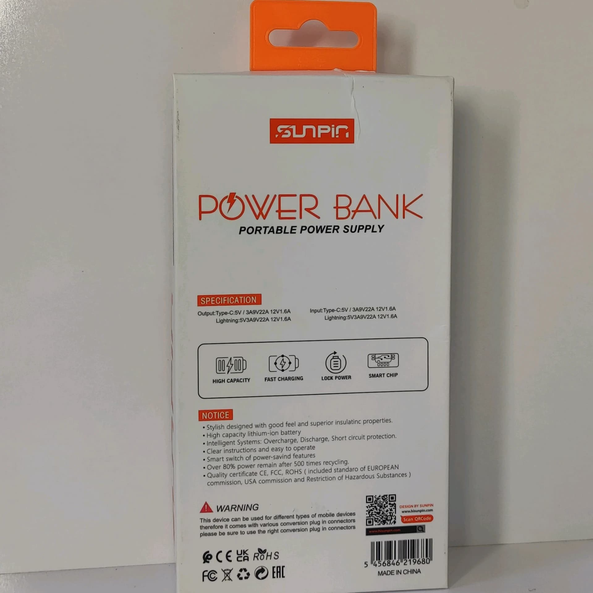 پاور بانک 10000 مگ سیف دار SUNPIN WP-93 — تصویر ۴