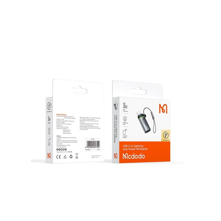 تبدیل Type‑C به Lightning مک‌دودو OT‑2590 | شارژ ۳۶ وات PD با قطع کن اتوماتیک | iDigie — تصویر ۵