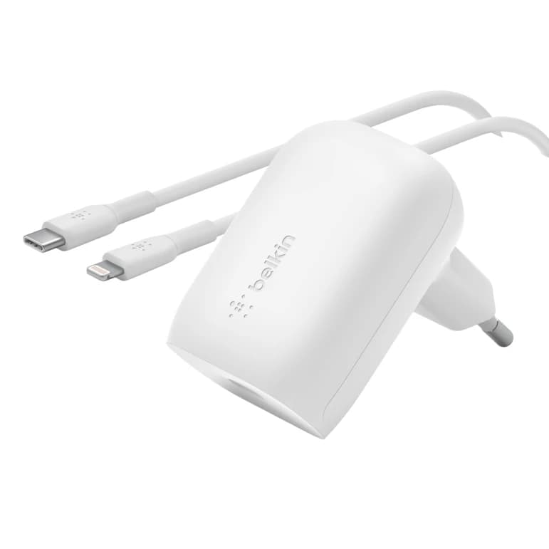 شارژر دیواری بلکین مدل Wall Charger With PPS + USB-C cabl به همراه کابل لایتنینگ