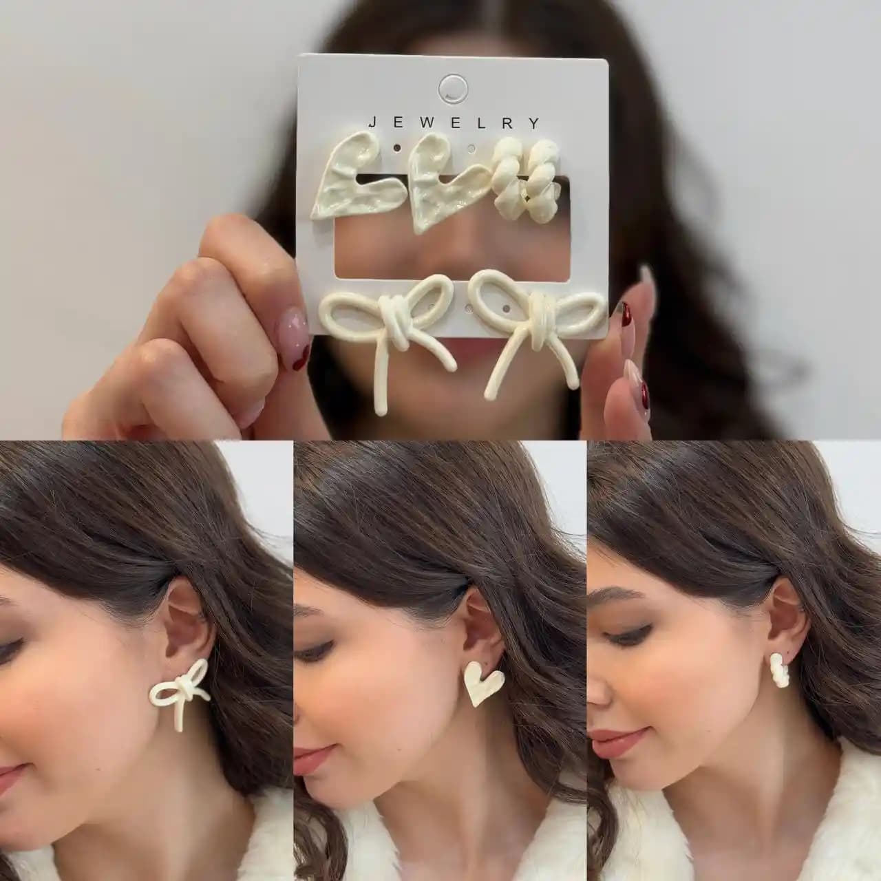 پک گوشواره میخ استیل طرح پاپیون