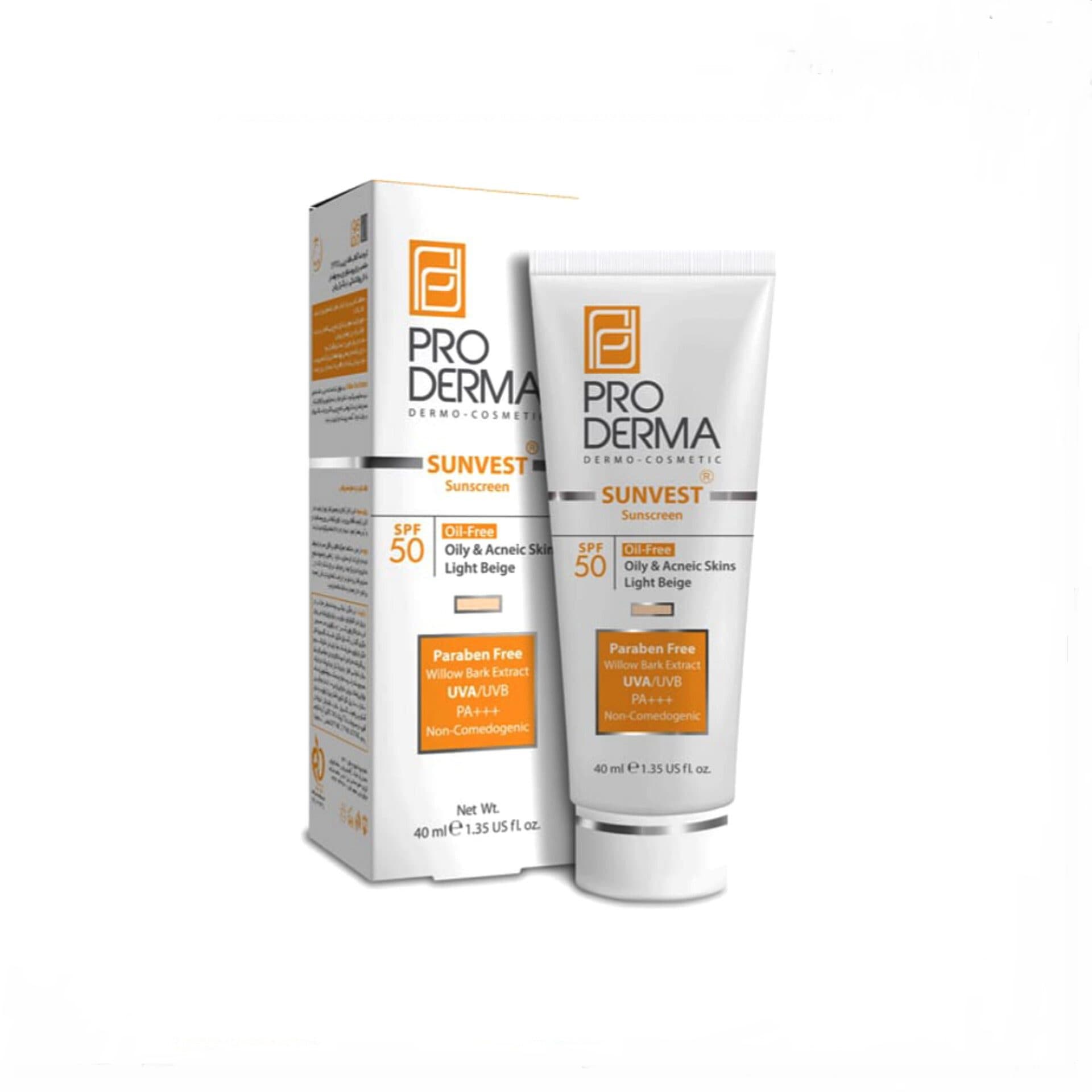 ضدآفتاب فاقد چربی SPF50 رنگی پرودرما
