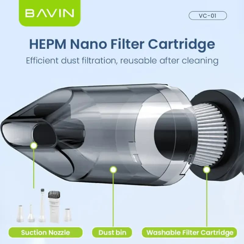 جن فن و جارو شارژی چند کاره | BAVIN VC-01 — تصویر ۲
