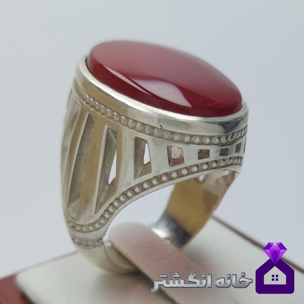 انگشتر عقیق سرخ یمن رکاب ستونی کد152
