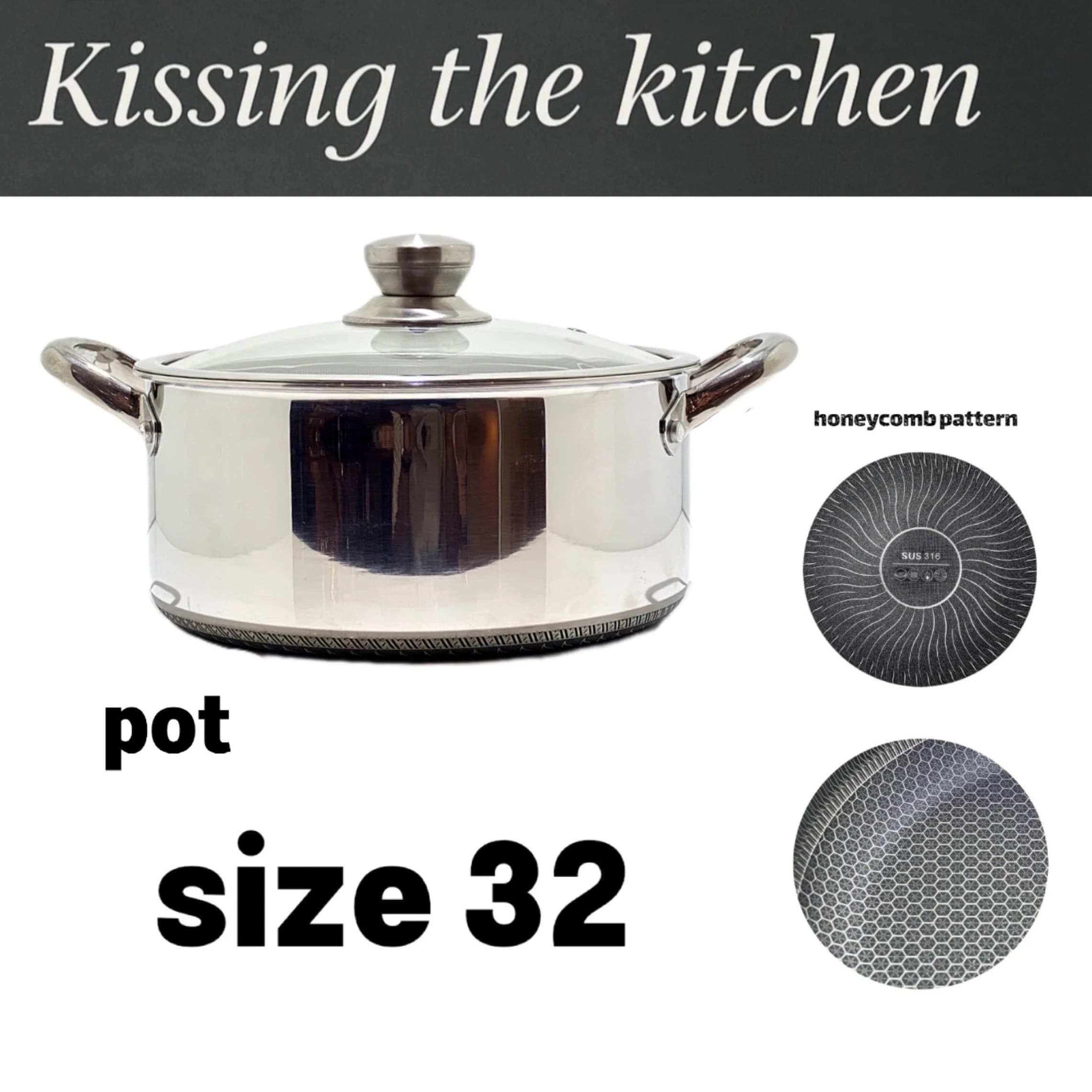 قابلمه نچسب کف لیزری سایز 32 برند (Kissing the Kitchen) K&K