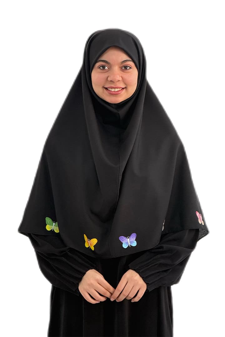 مقنعه نقاشی طرح پروانه