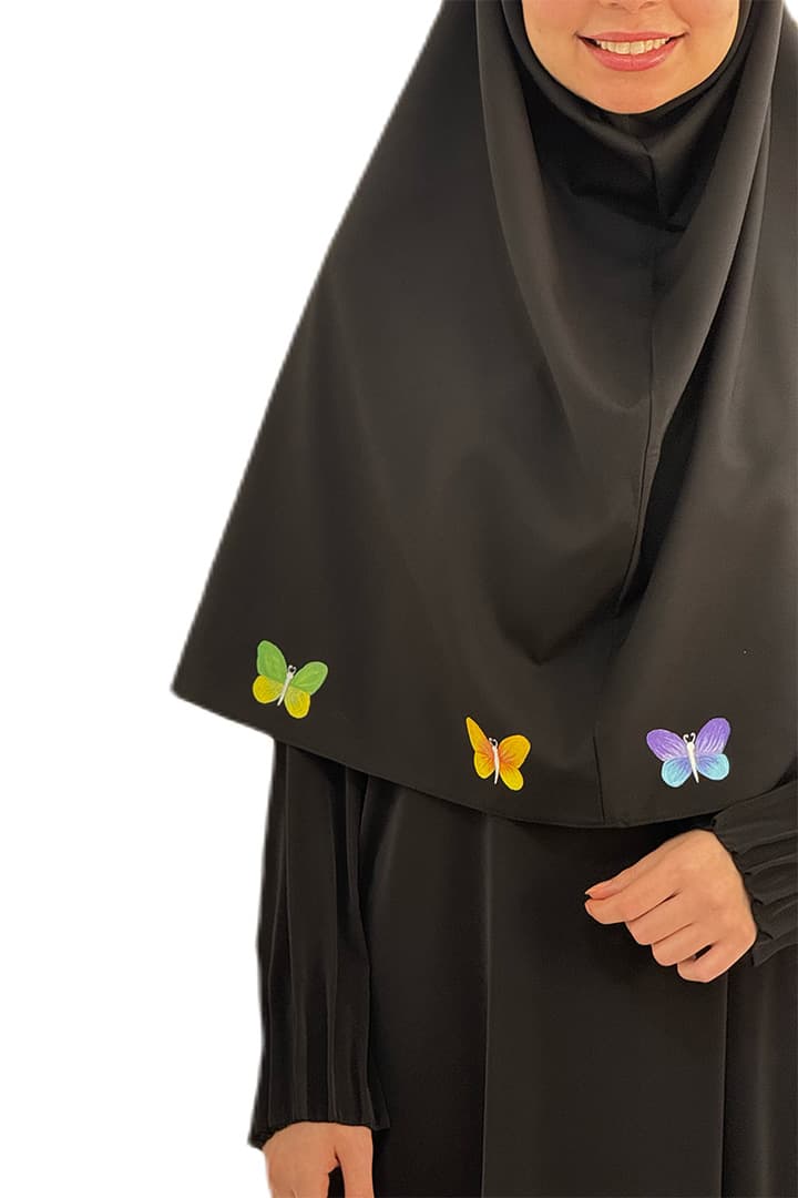 مقنعه نقاشی طرح پروانه — تصویر ۳