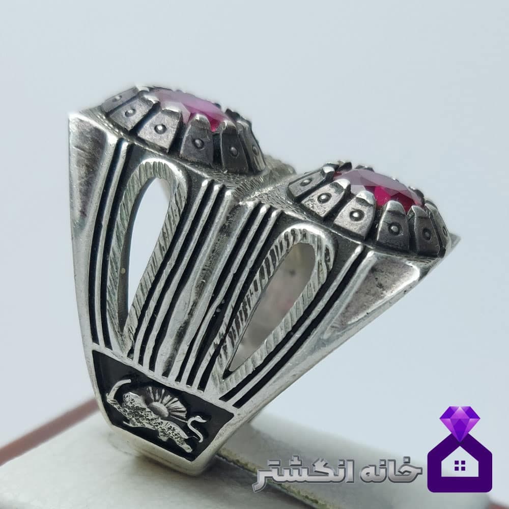 انگشتر یاقوت دوقلو رکاب زنجان کد136 — تصویر ۳