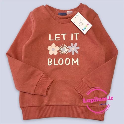 پلیور دورس دخترانه مرجانی طرح گل LET IT BLOOM