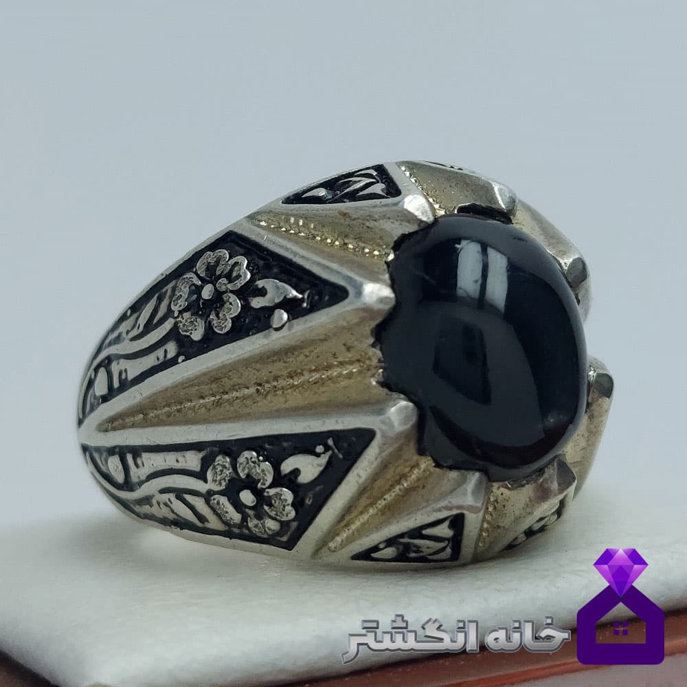 انگشتر اونیکس استار (عقیق مشکی) کد135 — تصویر ۲