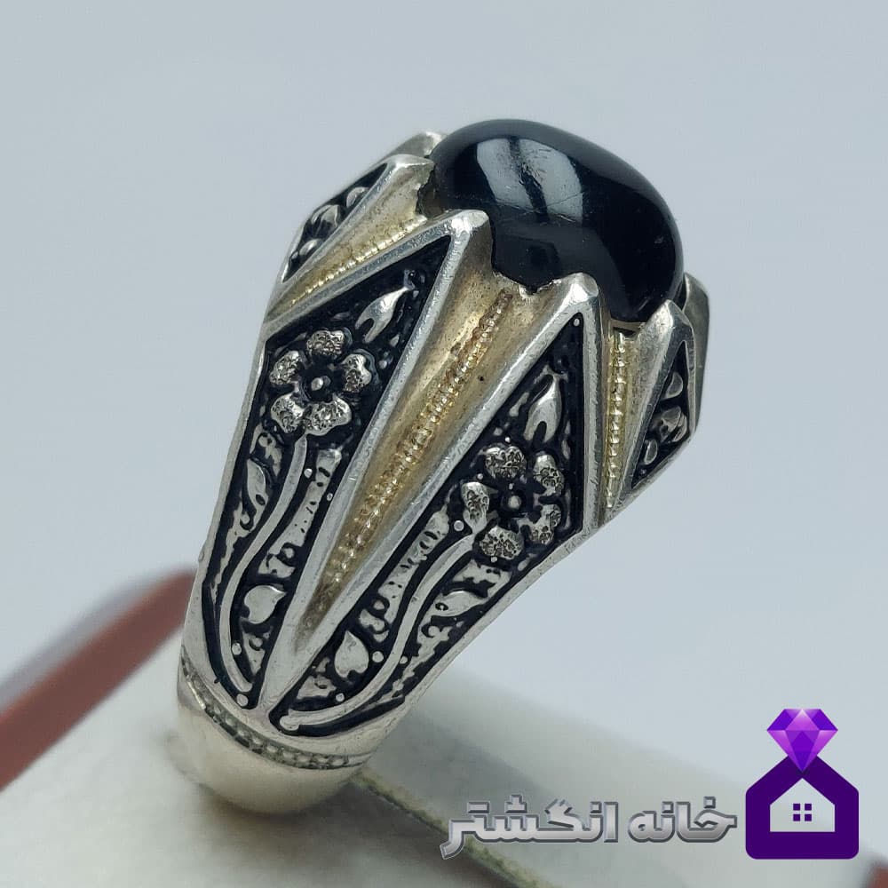 انگشتر اونیکس استار (عقیق مشکی) کد135 — تصویر ۳
