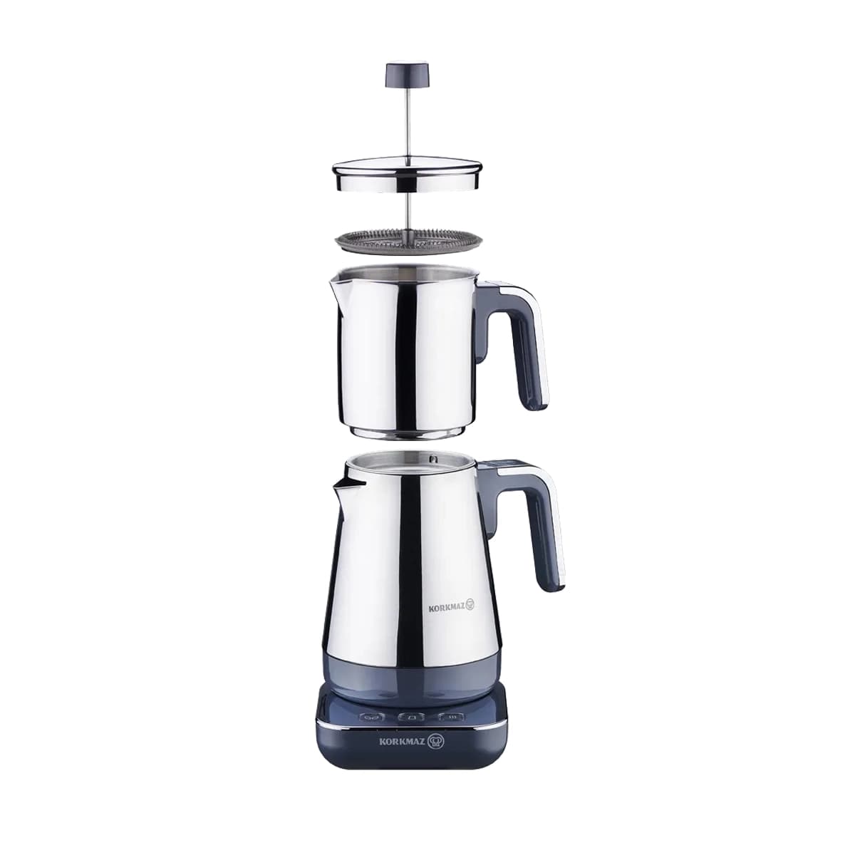 چای ساز اتوماتیک برقی 1600 وات 0.9 + 1.3 لیتر استیل براق مدرنا کرکماز 850-03 — تصویر ۳
