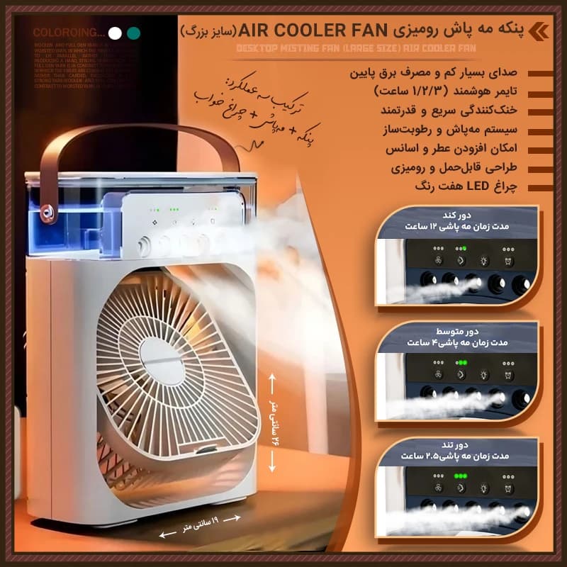 پنکه مه پاش رومیزی AIR COOLER FAN (اصل) — تصویر ۲