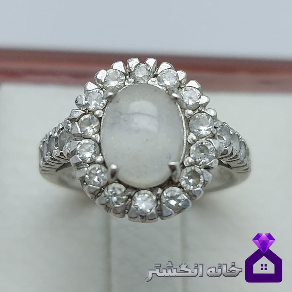 انگشتر دُر نجف زنانه برلیان کاری کد118 — تصویر ۲