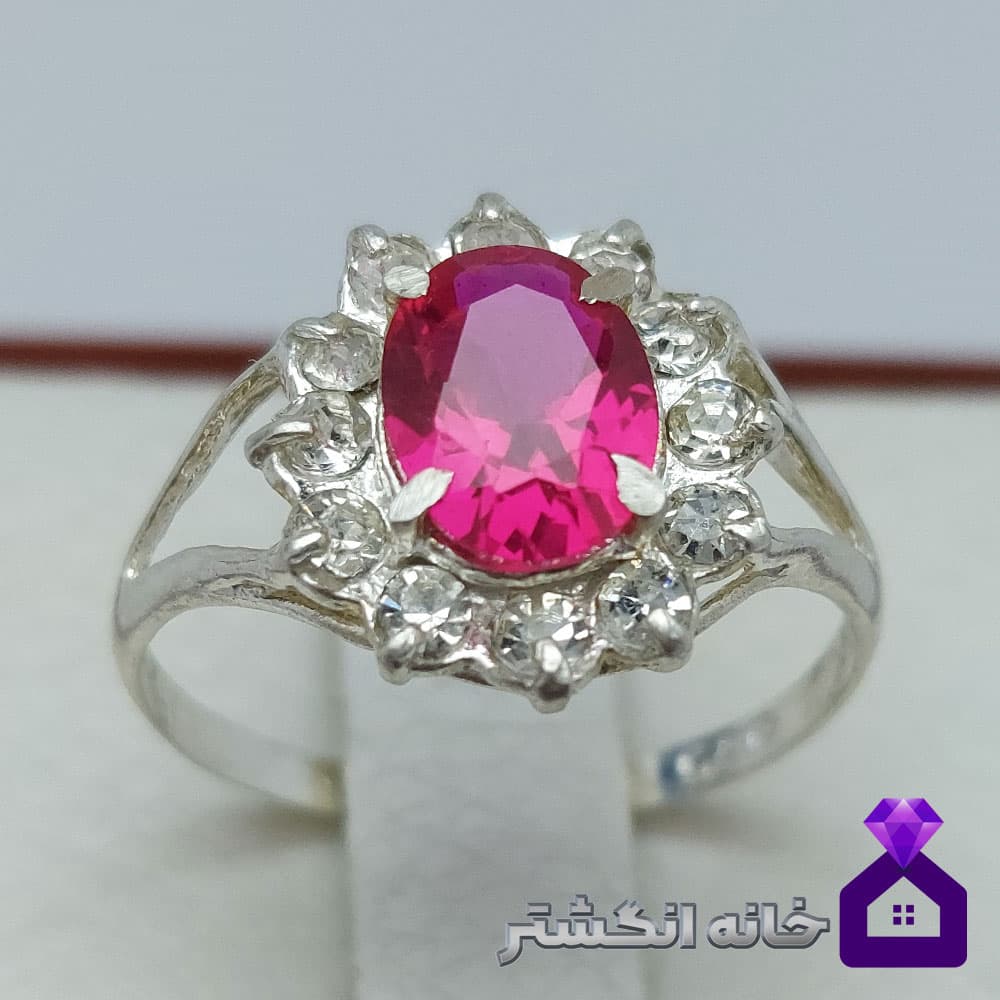 انگشتر یاقوت زنانه برلیان کاری کد117