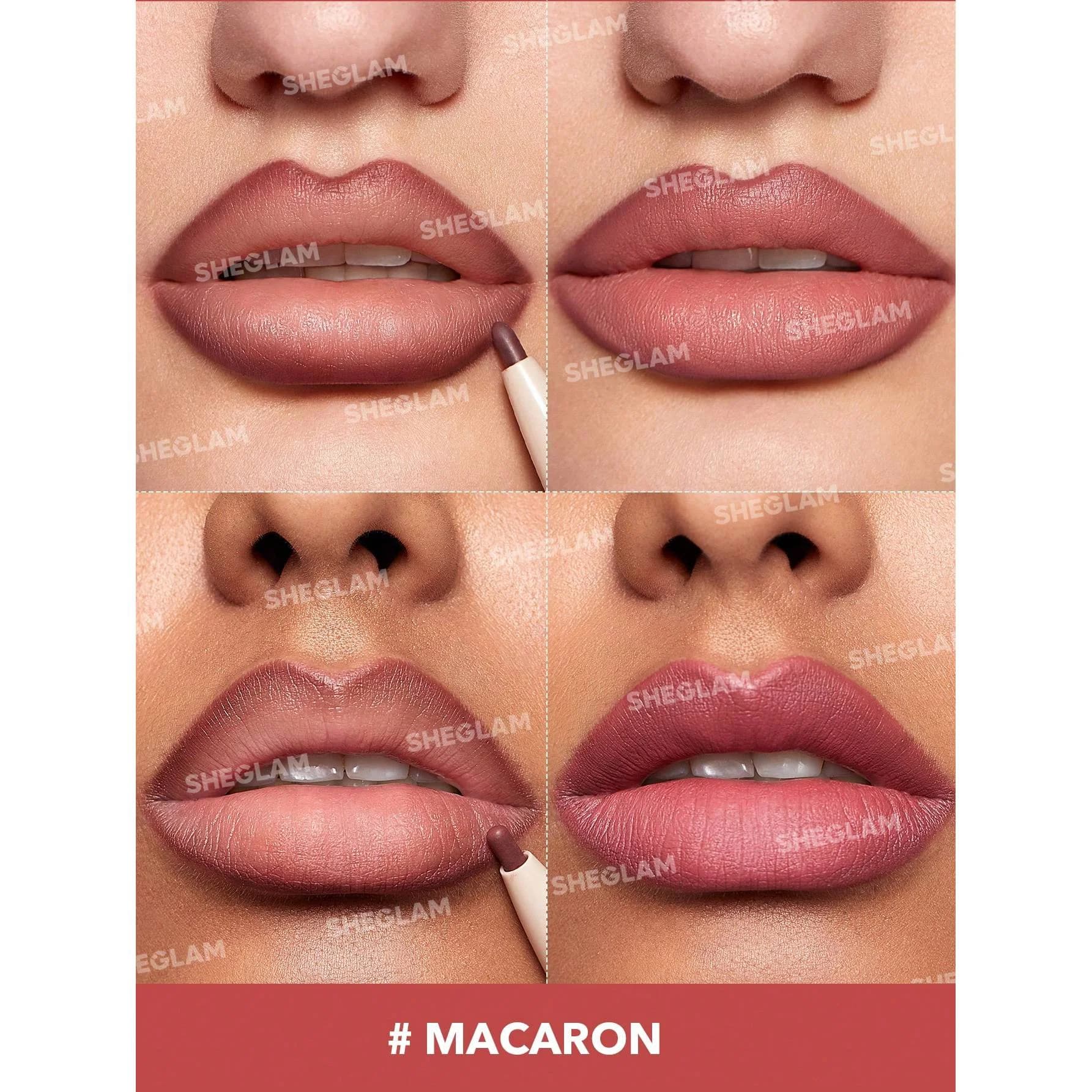 خط لب و رژ لب دو سر شیگلم رنگ Macaron — تصویر ۲
