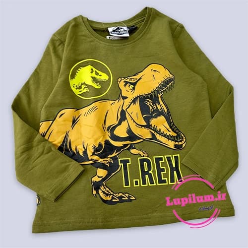 بلوز دورس پسرانه زیتونی طرح ژوراسیک T.REX