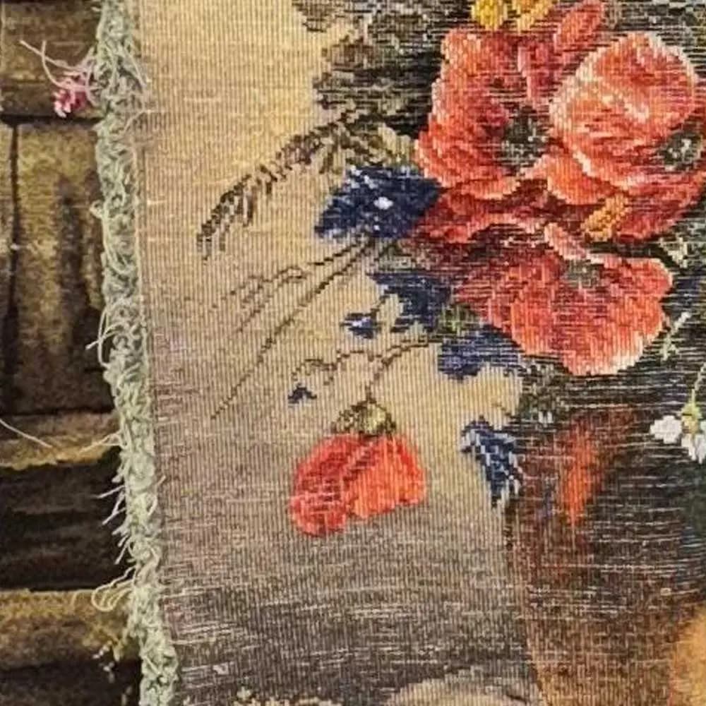 تابلو فرش دستبافت گل رنگی استاد — تصویر ۴
